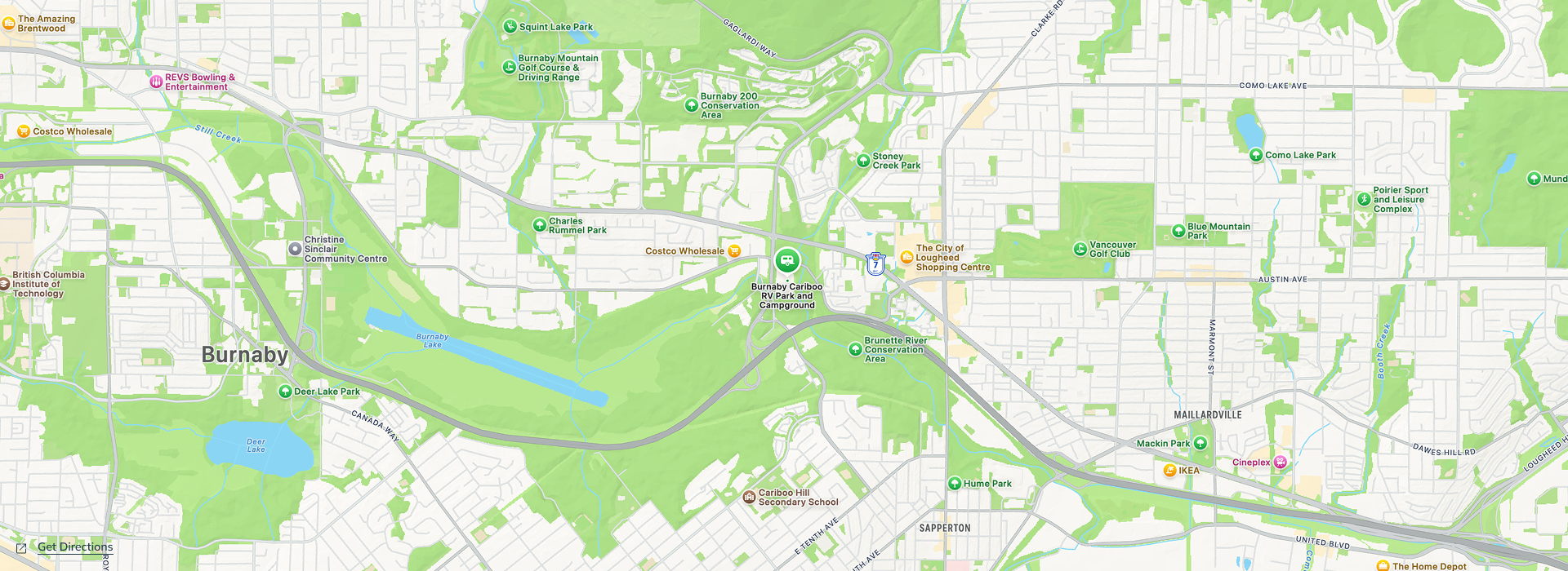 Map of Burnaby British, Columbia